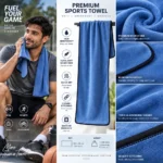 Custom Premium Blue Microfiber Sports Towel