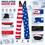 Custom Men American Flag Insulated Snow Bib