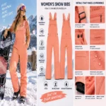 Custom Coral Peach High-Waist Snow Bib