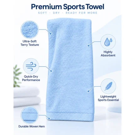 Custom Light Blue Terry Sports Towel
