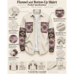 Custom Printed Pocket & Sleeves Button-Up Shirt