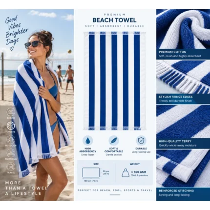 Custom Terry Cotton Towel White Striped