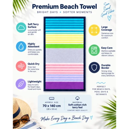 Custom Multicolor Striped Beach Towel