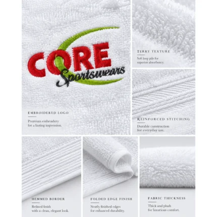 Custom Embroidered White Sports Towel