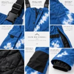 Custom Men Blue Tie-Dye Snow Bib