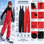 Custom Kids Black & Red Snow Bib