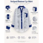 Custom Vertical Stripe Button-Up Shirt Oversized