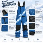 Custom Men Blue Tie-Dye Snow Bib