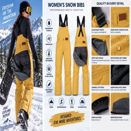 Custom Drop-Seat Mustard Snow Bib