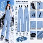 Custom Front zipper Light Blue Snow Bib