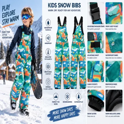 Custom Kids Print Insulated Snow Bib