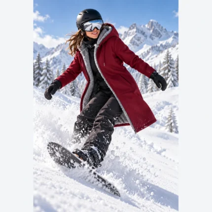Custom Women Long Fleece-Lined Jacket