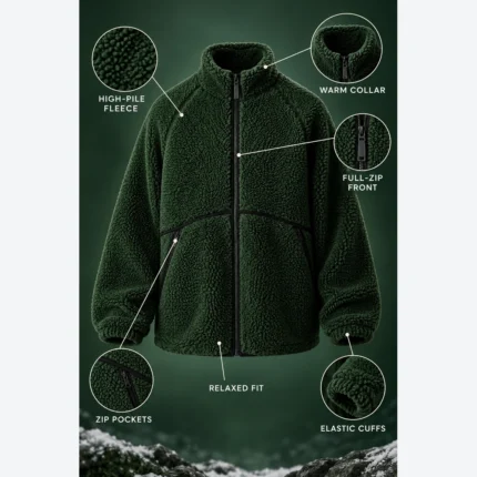 Custom Men High-Pile Sherpa Fleece Jacket