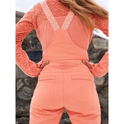Custom Coral Peach High-Waist Snow Bib