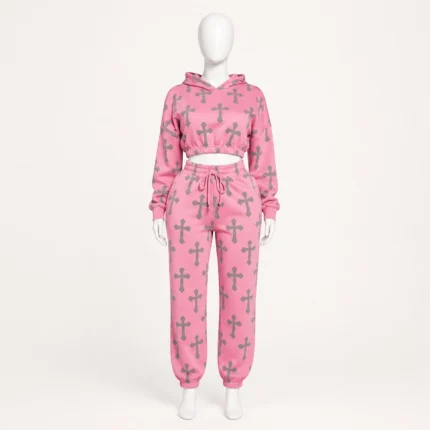 Custom Women Cropped Hoodie Tracksuit