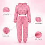 Custom Women Cropped Hoodie Tracksuit