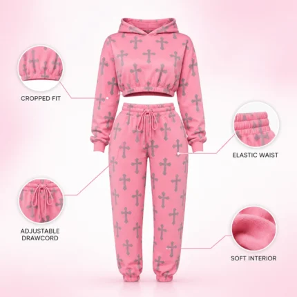 Custom Women Cropped Hoodie Tracksuit