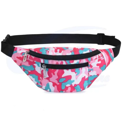 Custom Pink Camo Dual-Zipper Waist Bag