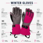 Long Gauntlet Cuff Winter Ski Leather gloves