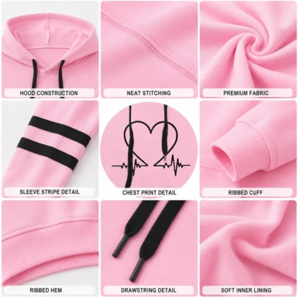 Custom Women Hoodie with Sleeve Stripes
