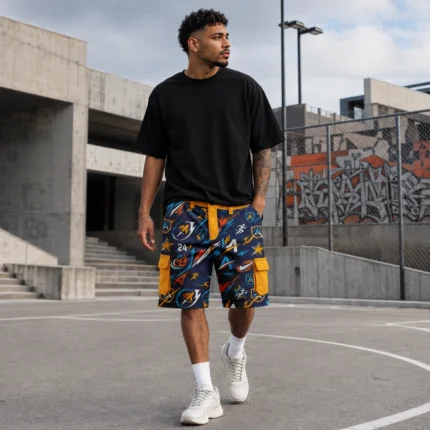 Men All-Over Print Cargo Shorts