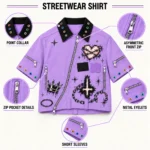Custom Purple Punk Streetwear Zip Shirt