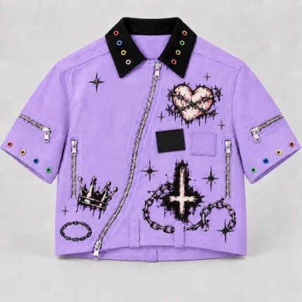 Custom Purple Punk Streetwear Zip Shirt