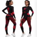 Custom Women Red & Black Seamless Base Layer Set