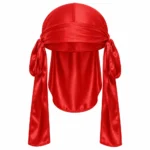 Custom Red Silky Satin Durag Long Tail