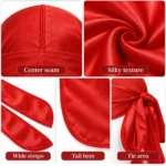 Custom Red Silky Satin Durag Long Tail