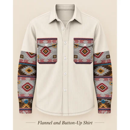 Custom Printed Pocket & Sleeves Button-Up Shirt