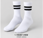 Custom White Double Stripe Crew Socks