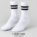 Custom White Double Stripe Crew Socks