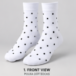 Custom White Square Dot Cotton Crew Socks