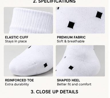 Custom White Square Dot Cotton Crew Socks