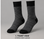 Custom Charcoal Grey Striped Crew Socks