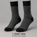 Custom Charcoal Grey Striped Crew Socks