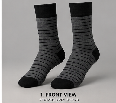 Custom Charcoal Grey Striped Crew Socks