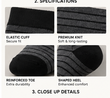 Custom Charcoal Grey Striped Crew Socks