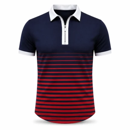 Custom Men Striped Polo Shirt