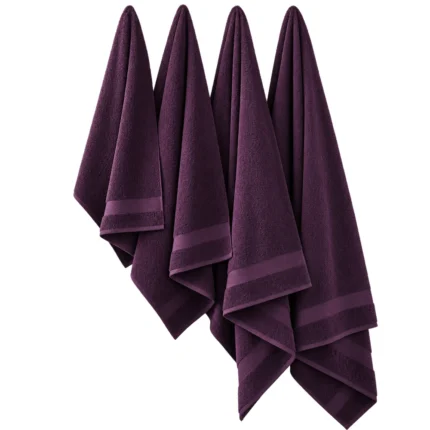 Custom Deep Plum Cotton Towel Set