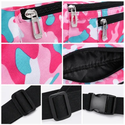 Custom Pink Camo Dual-Zipper Waist Bag