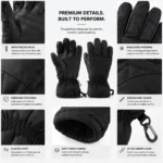 Custom Long Unisex Black Water-Resistant Insulated Gloves